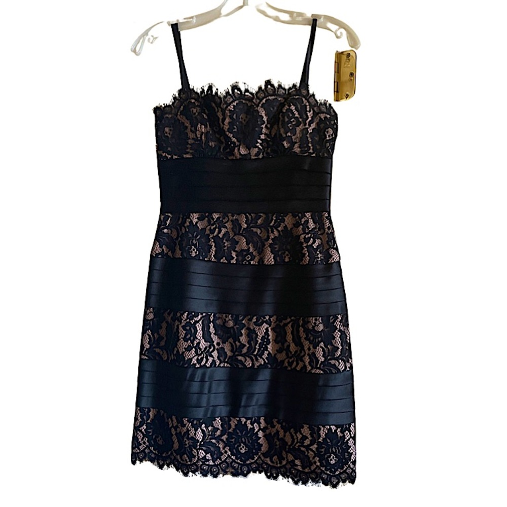 BCBG maxazria Lace Black Cocktail Strapless Dress